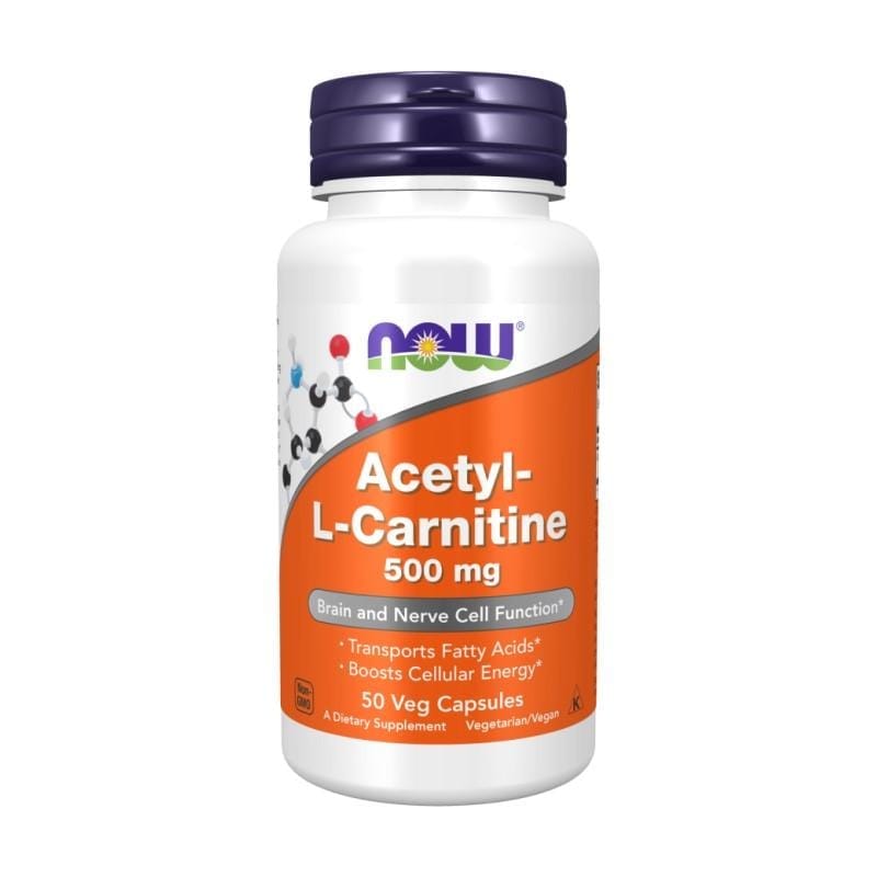 Acetil-L-carnitina NOW, 500 mg (50 cápsulas)