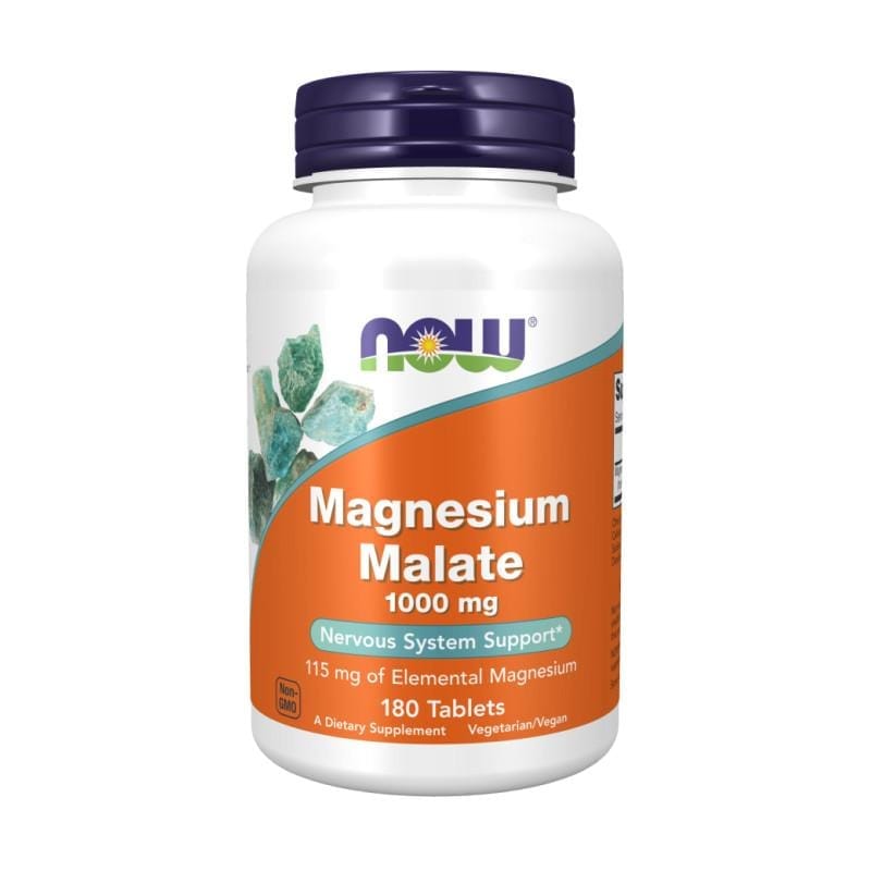 Malato de magnesio NOW, 1000 mg (180 comprimidos)