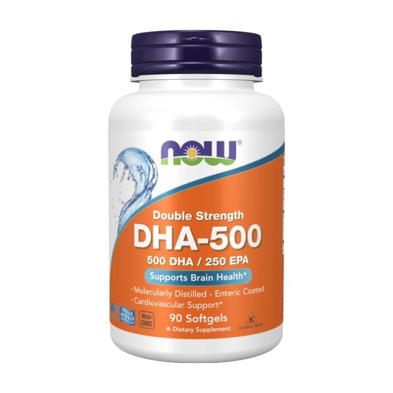 Omega 3 DHA NOW, 500 mg (90 cápsulas blandas)