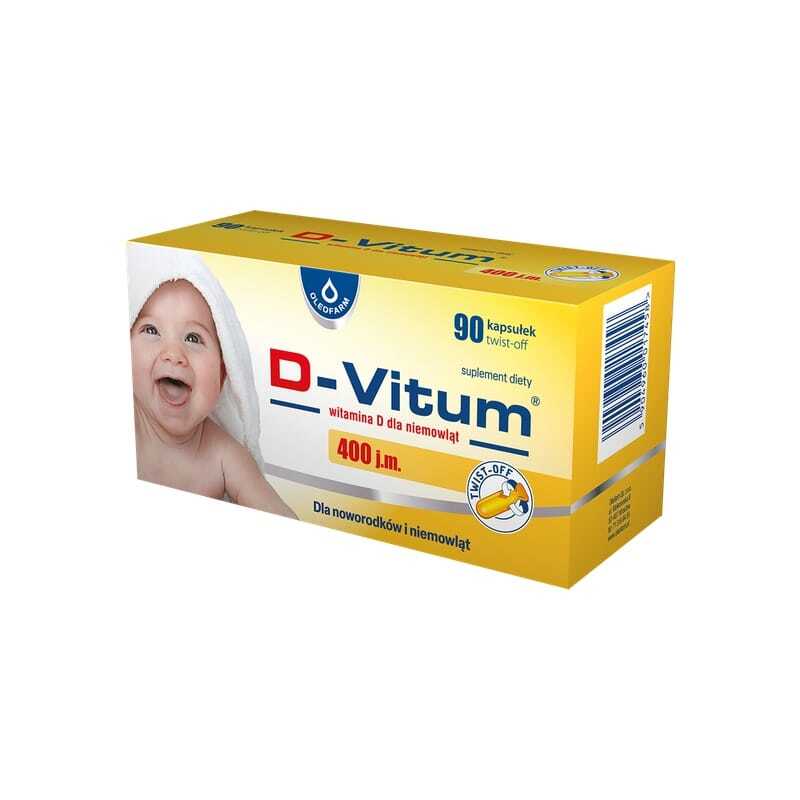 Vitamina D3 400 UI para bebés y niños D-Vitum Oleofarm (90 cápsulas twist-off)