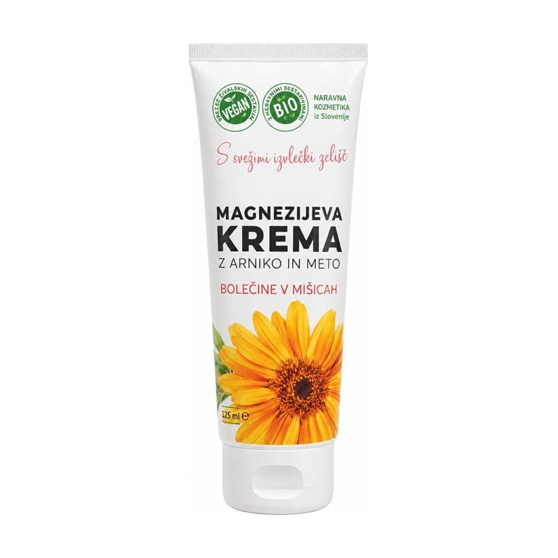 Crema de magnesio con árnica y menta Cvetka (125 ml)