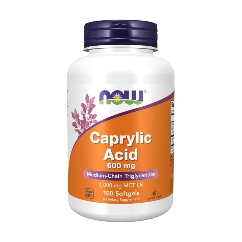 Ácido caprílico NOW, 600 mg (100 cápsulas blandas)