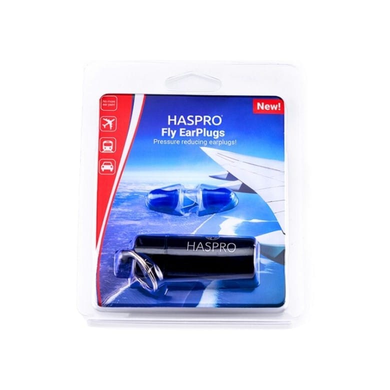 Tapones para los oídos para viajar en avión – azules, de silicona Fly Haspro (1 par)