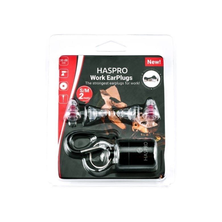 Tapones para los oídos para el trabajo – transparentes, de silicona Work Haspro (2 pares, S/M)