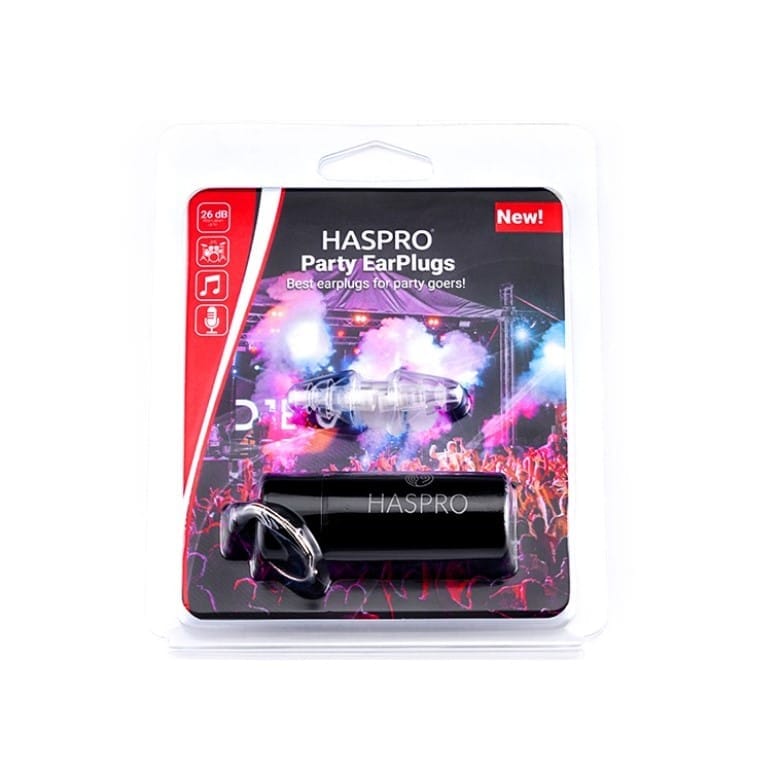 Tapones para los oídos para fiestas y conciertos – transparentes, de silicona Party Haspro (1 par)