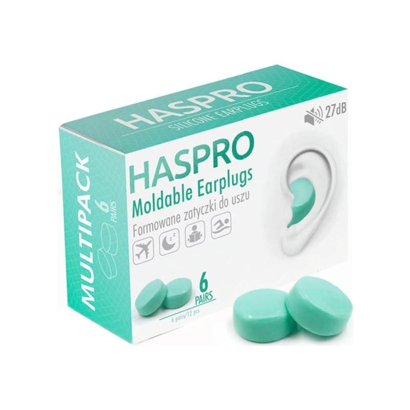 Tapones de silicona para los oídos Mold6 - color menta Haspro (12 unidades)