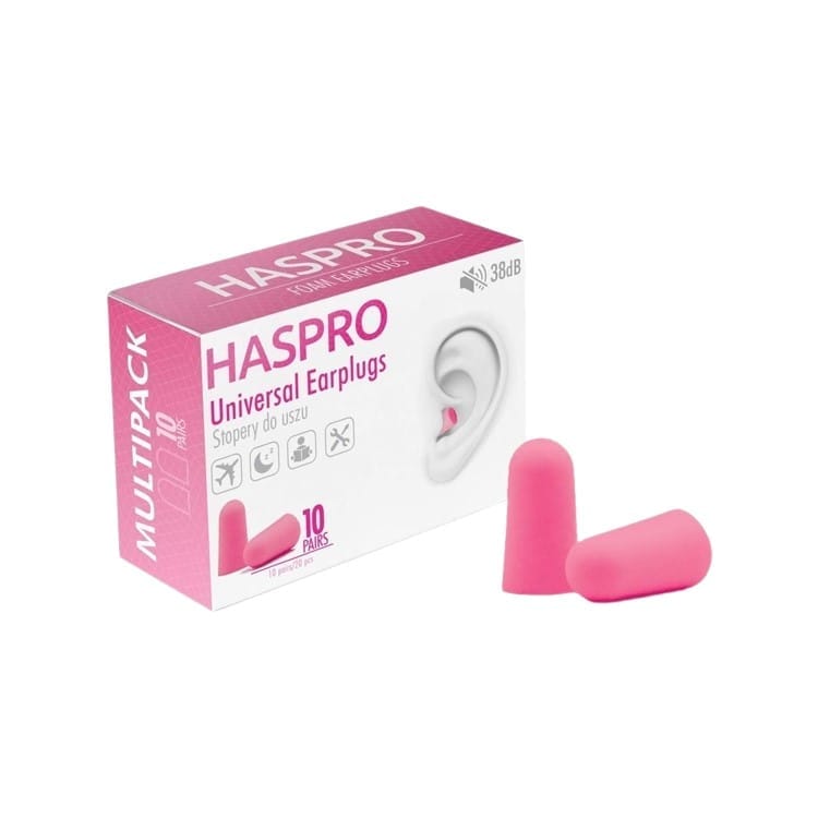 Tapones de espuma para los oídos Multi10 - color rosa Haspro (20 unidades)