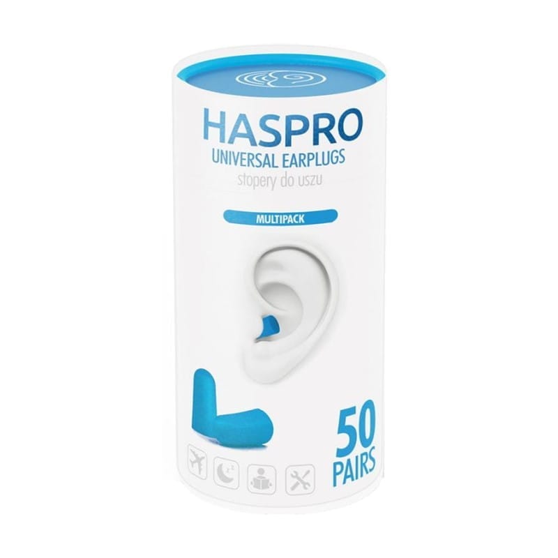 Tapones de espuma para los oídos Tube50 - color azul, Haspro (100 unidades)
