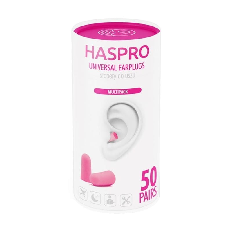 Tapones de espuma para los oídos Tube50 - color rosa, Haspro (100 unidades)
