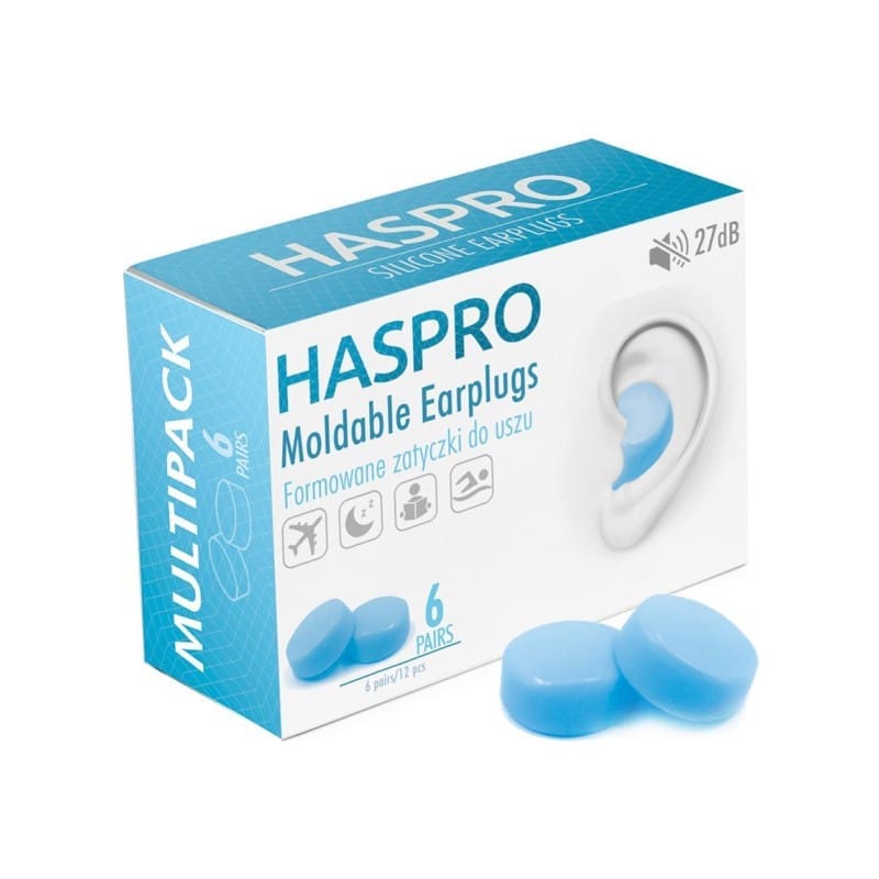 Tapones de silicona para los oídos Mold6 - color azul Haspro (12 unidades)