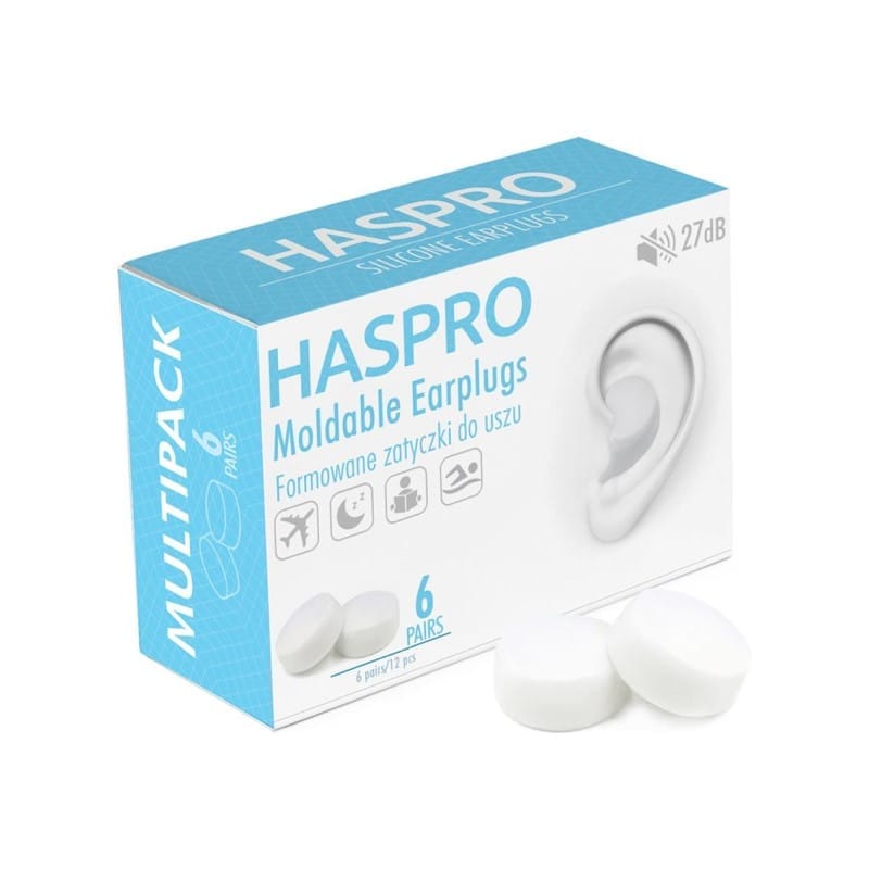 Tapones de silicona para los oídos Mold6 - color blanco Haspro (12 unidades)